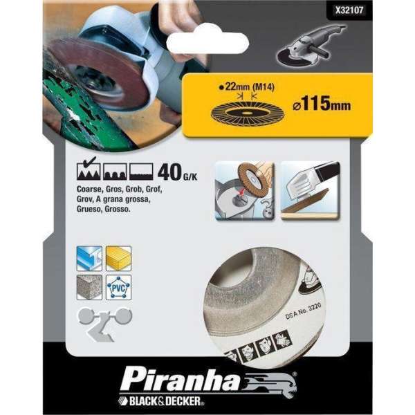 Piranha Lamellen schuurschijf, 40K 115mm X32107 Piranha Lamellen schuurschijf, 40K 115mm X32107
