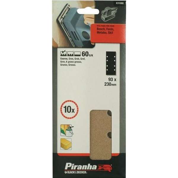 Piranha schuurstroken 230x93mm – K60 (10 st.) Piranha schuurstroken 230x93mm – K60 (10 st.)