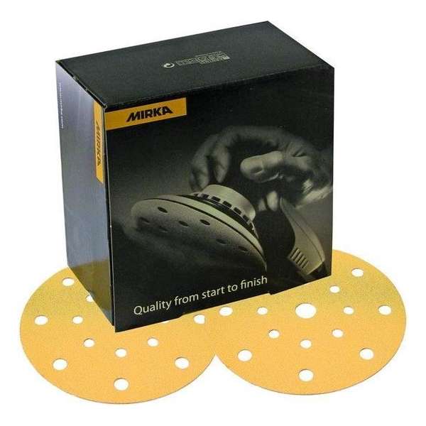 MIRKA Gold Schuurschijven 150mm met 17 gaten - P240 MIRKA Gold Schuurschijven 150mm met 17 gaten - P240