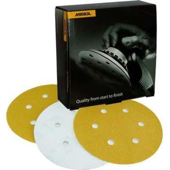 MIRKA Gold schuurschijven 150mm met 6 gaten Zelfklevend - P120