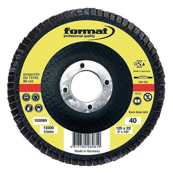 Lamellenschijf Glasweefsel K60, recht 125mm FORMAT Lamellenschijf Glasweefsel K60, recht 125mm FORMAT