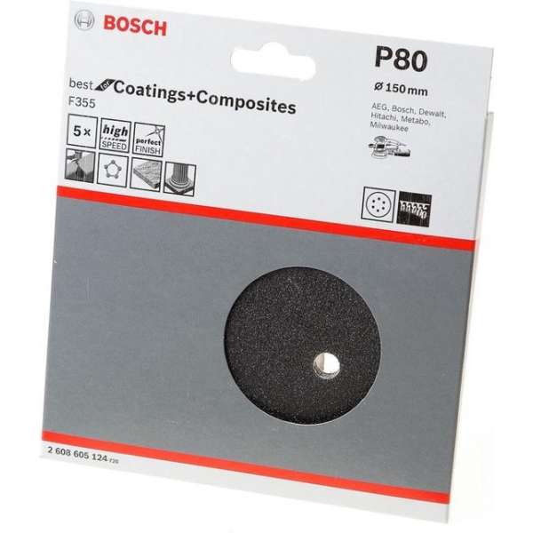 Bosch Schuurpapier - EX BS 150MM K80 5 Bosch Schuurpapier - EX BS 150MM K80 5