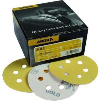 MIRKA Gold Schuurschijven 77mm met 6 gaten / 50 stuks - P240