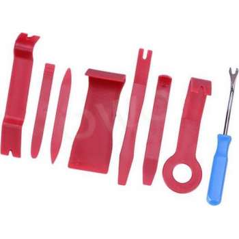 OWO - auto interieur demontage ontmanteling opener set plastic kunststof - 8 delig rood