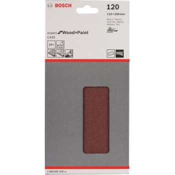 Bosch 10-delige schuurbladset 115 x 230 mm - 120