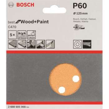 Bosch Schuurpapier - EX RWT 125MM K60 5