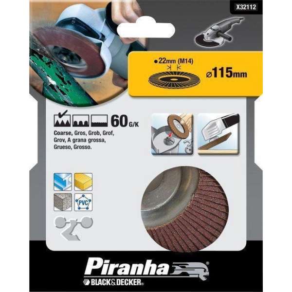 Piranha Lamellen schuurschijf, 60K 115mm X32112 Piranha Lamellen schuurschijf, 60K 115mm X32112