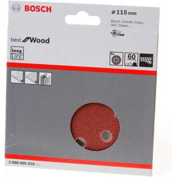 Bosch Schuurschijf wood and paint diameter 115mm K60 blister van 5 schijven