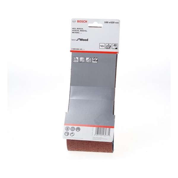 Bosch Schuurband 100 x 620mm K40 blister van 3 banden (Prijs per 2 stuks) Bosch Schuurband 100 x 620mm K40 blister van 3 banden (Prijs per 2 stuks)