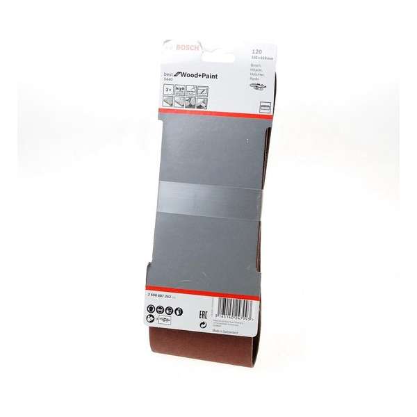 Bosch Schuurband wood and paint 100 x 610mm K120 blister van 3 banden (Prijs per 2 stuks) Bosch Schuurband wood and paint 100 x 610mm K120 blister van 3 banden (Prijs per 2 stuks)
