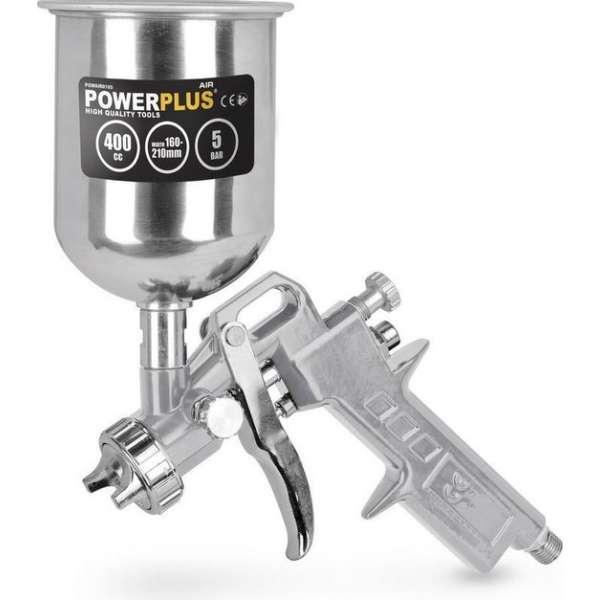 Powerplus POWAIR0105 Verfpistool - Pneumatisch - Met bovenbeker - 400 cc - Max. 5 bar Powerplus POWAIR0105 Verfpistool - Pneumatisch - Met bovenbeker - 400 cc - Max. 5 bar