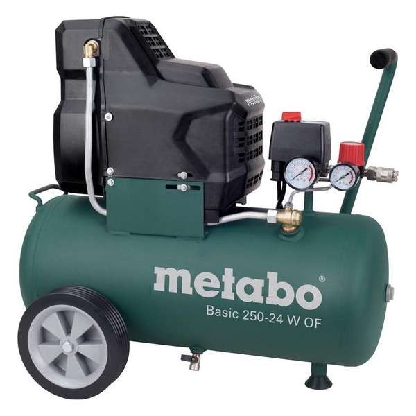Metabo Basic 250-24 W OF olievrij compressor - 1500W - 8 bar - 24L - 100 l/min