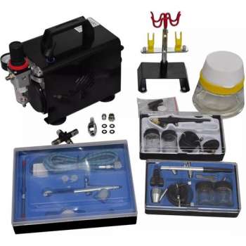vidaXL - 140286 Compressor - Airbrush set met 3 spuitpistolen