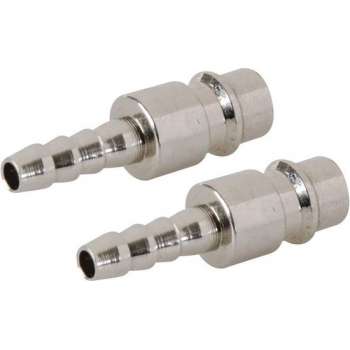 Silverline Euro Luchtslang Koppeling - 8 mm. Slangeind - 2 stuks
