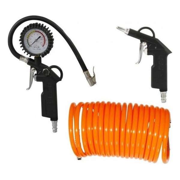 Wolpertech Blaasgereedschapset 3-delig Bandenpomp/Blaaspistool/Luchtslang Wolpertech Blaasgereedschapset 3-delig Bandenpomp/Blaaspistool/Luchtslang