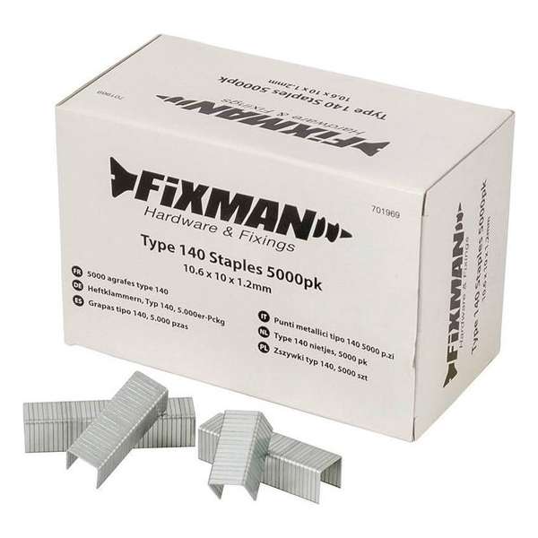 Fixman Type 140 Nietjes - nieten - 10 mm. - 5000 stuks Fixman Type 140 Nietjes - nieten - 10 mm. - 5000 stuks