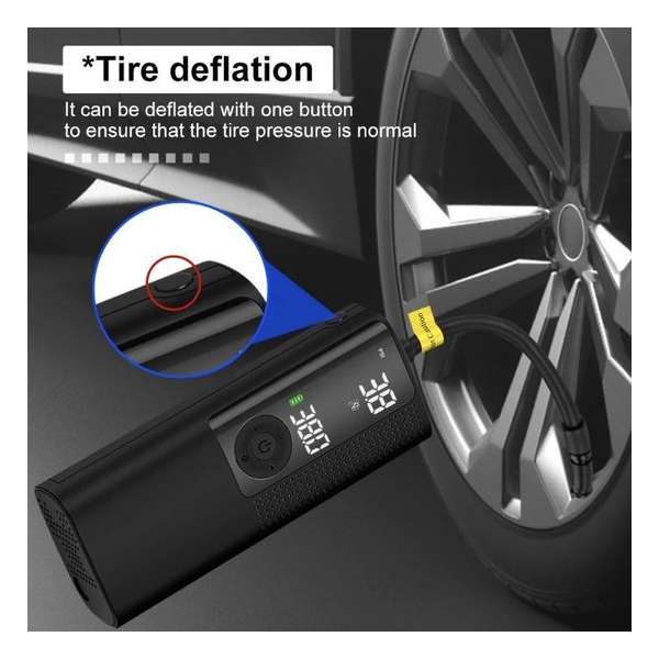 bandenpomp auto Draagbare Compressor Bandenpomp - Luchtcompressor Fiets Tot Auto - Oplaadbare Elektrische Fietspomp met led