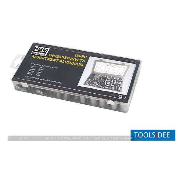 HBM 150 Delig Blindklinkmoeren Assortiment Aluminium HBM 150 Delig Blindklinkmoeren Assortiment Aluminium