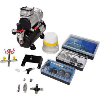 Airbrush Compressorset met 3 pistolen