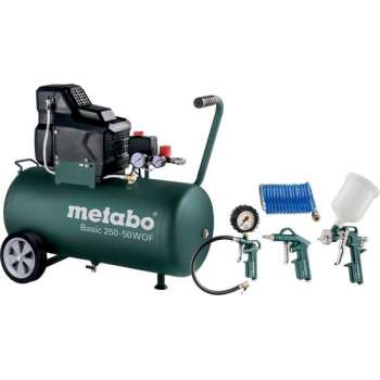 Metabo Basic 250-50 W OF Set Compressor + LPZ 4 toebehorenset - 1500W - 8 bar - 50L - 100 l/min