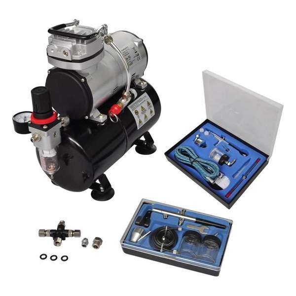Airbrush Compressorset met 2 pistolen
