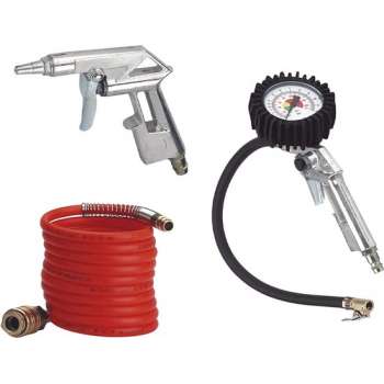 Compressor Accessoires Persluchtset 3 Stuks Luchtgereedschapset Blaaspistool Bandenvulpistool 4m Persluchtslang Snelkoppeling