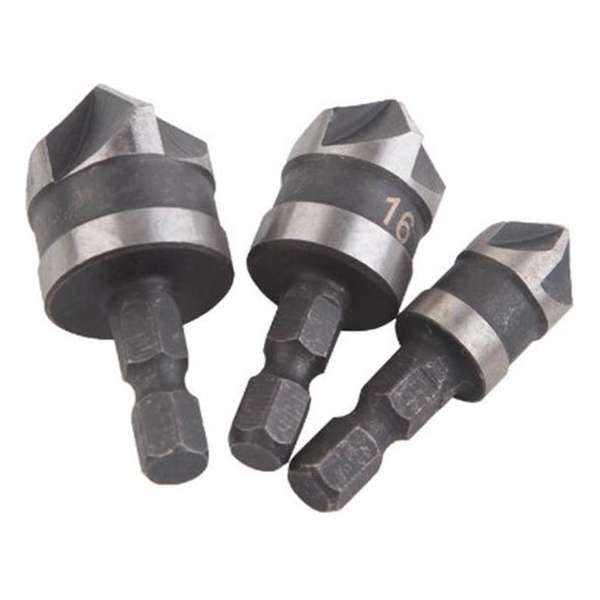DW4Trading® Verzinkboor set van 3 met 6-kant schacht 12, 16 en 19mm DW4Trading® Verzinkboor set van 3 met 6-kant schacht 12, 16 en 19mm