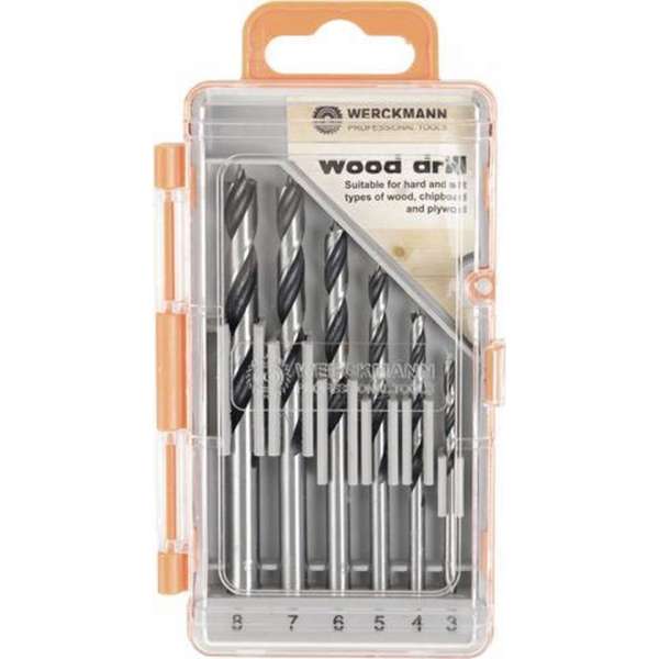 Houtboortjes - 6 stuks - 6 maten - 3 mm tot 8 mm Houtboortjes - 6 stuks - 6 maten - 3 mm tot 8 mm