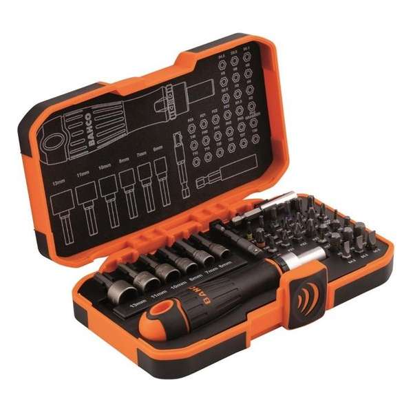 Bahco 59/S36BCR Ratelschroevendraaier ¼ ”en bitset, 36-delig Bahco 59/S36BCR Ratelschroevendraaier ¼ ”en bitset, 36-delig