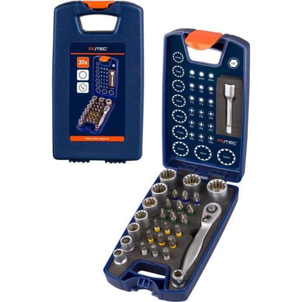 30-dlg. OPTI-Bitset (PH, PZ, Torx en inbus + doppen) 30-dlg. OPTI-Bitset (PH, PZ, Torx en inbus + doppen)