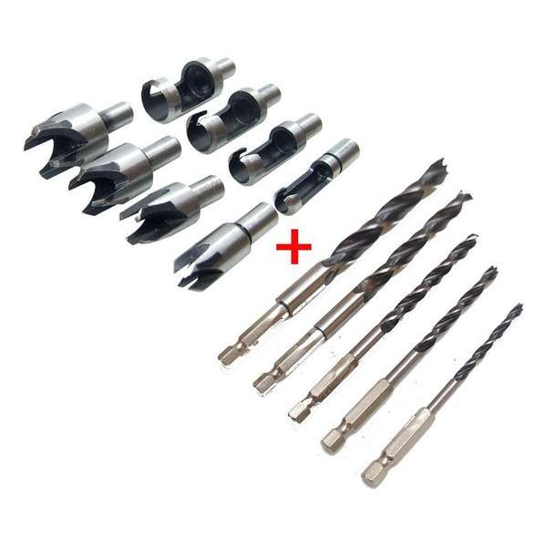 Proppenboor houtproppen boorset 8 delig + Hout bitboren boor boren bit set 4 tot 10mm 5 delig Proppenboor houtproppen boorset 8 delig + Hout bitboren boor boren bit set 4 tot 10mm 5 delig