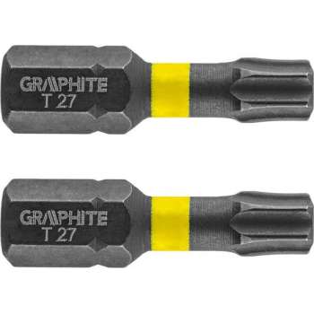 GRAPHITE Bit IMPACT TX 27 x 25 mm, S2 Staal Full Fit Kop, 2 stuks