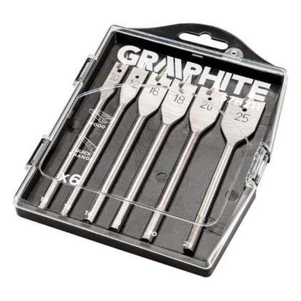 GRAPHITE Speedboren - Vlinderborenset - Vlinderboor - Houtboor - Houtborenset - 6 delig 57H211 GRAPHITE Speedboren - Vlinderborenset - Vlinderboor - Houtboor - Houtborenset - 6 delig 57H211