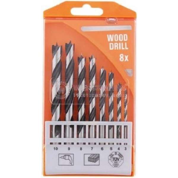 Houtboren - Houtboren-set - 8-delig - Diameters: 3 - 4 -5 - 6 - 7 - 8 - 9 -10 mm Houtboren - Houtboren-set - 8-delig - Diameters: 3 - 4 -5 - 6 - 7 - 8 - 9 -10 mm