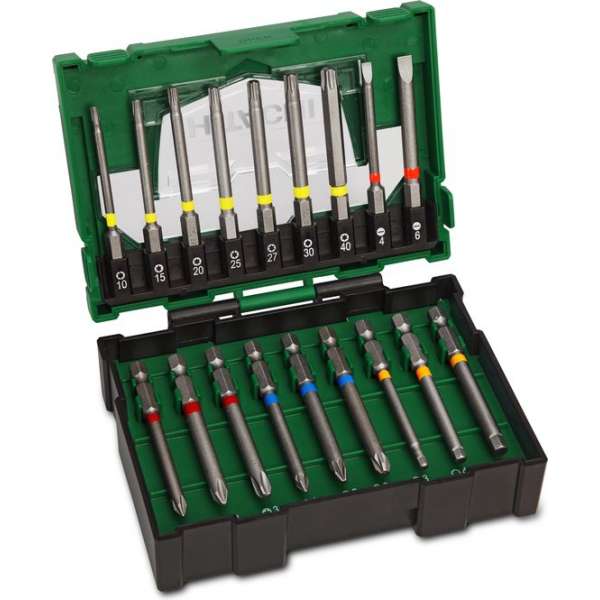 Hikoki 40030022 18-delige extra lange bitset - 75mm Hikoki 40030022 18-delige extra lange bitset - 75mm