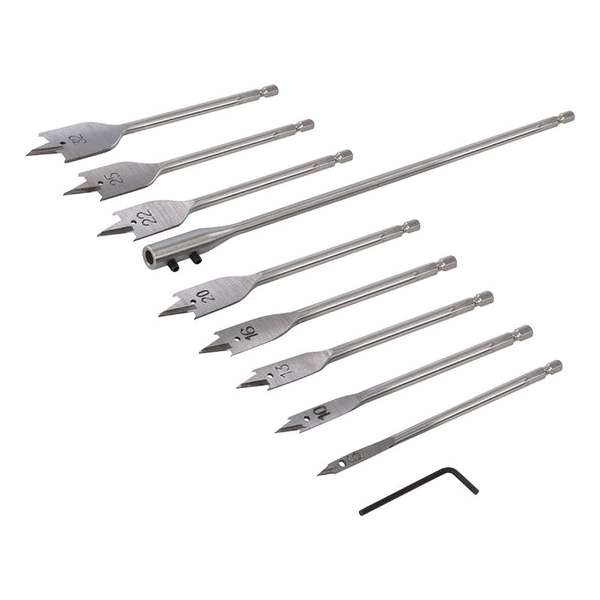 Silverline Speedboor en Verlengarm Set 6 t/m 32 mm - 10 Delig Silverline Speedboor en Verlengarm Set 6 t/m 32 mm - 10 Delig