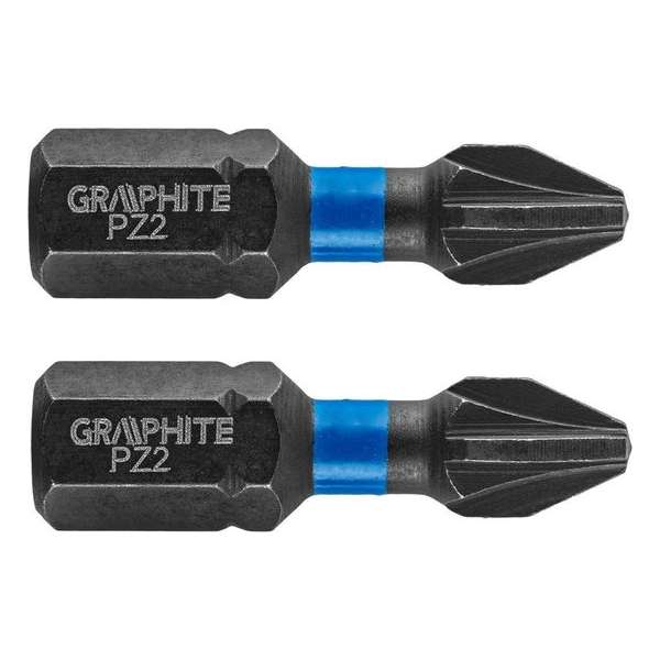 GRAPHITE Bit IMPACT PZ 2 x 25 mm, S2 Staal Full Fit Kop, 2 stuks GRAPHITE Bit IMPACT PZ 2 x 25 mm, S2 Staal Full Fit Kop, 2 stuks