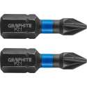 GRAPHITE Bit IMPACT PZ 1 x 25 mm, S2 Staal Full Fit Kop, 2 stuks