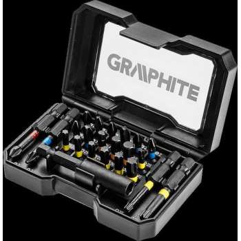 GRAPHITE Slag Bitset - IMPACT Bits - 23-Delig - Sterke Click Box - Slag Machines - Schroefbits - Boor Bits - Top Kwaliteit