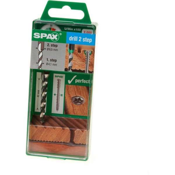 Spax trappenboor 4,1/6,5mm tbv vlonderschroef Spax trappenboor 4,1/6,5mm tbv vlonderschroef