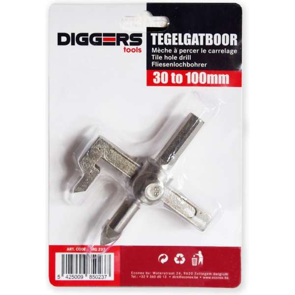DIGGERS - TEGELBOOR - 30 tot 100mm DIGGERS - TEGELBOOR - 30 tot 100mm