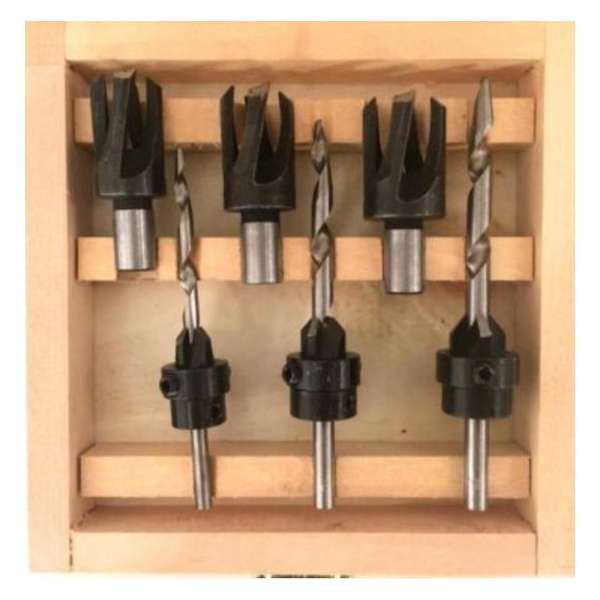 Tap, cilinder en deuvel borenset 6 delig Tap, cilinder en deuvel borenset 6 delig