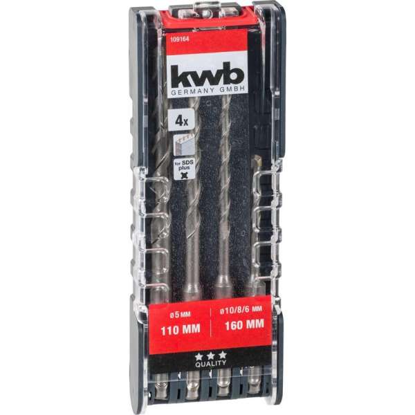 kwb 109164 Carbide Hamerboorset 4-delig 5.0 mm, 6.0 mm, 8.0 mm, 10.0 mm SDS-Plus 1 set(s) kwb 109164 Carbide Hamerboorset 4-delig 5.0 mm, 6.0 mm, 8.0 mm, 10.0 mm SDS-Plus 1 set(s)