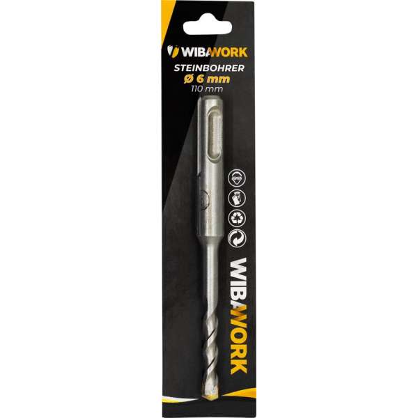 WiBaWork - Steen/Betonboren - 6x110 mm - SDS - Set van 5 - Hoogwaardige kwaliteit WiBaWork - Steen/Betonboren - 6x110 mm - SDS - Set van 5 - Hoogwaardige kwaliteit