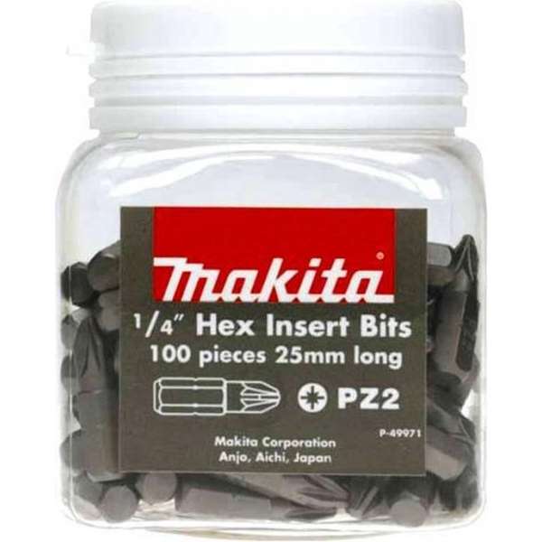 Makita P-49971 100x PZ2 x 25mm in pot Makita P-49971 100x PZ2 x 25mm in pot