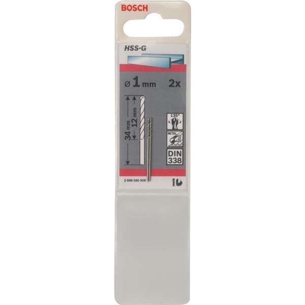 Bosch - Metaalboren HSS-G, Standard 1 x 12 x 34 mm Bosch - Metaalboren HSS-G, Standard 1 x 12 x 34 mm