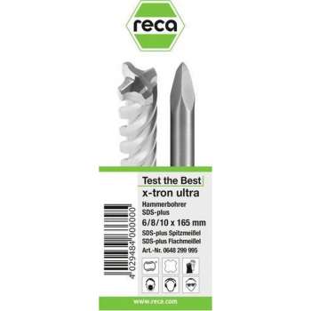 Reca Pakket met 3x SDS-Plus hamerboor 6-8-10 x 165mm  en 2 Beitels, punt+plat