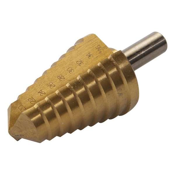 Silverline HSS Trapgatboor - Stappenboor - Piramideboor met Titanium Coating - 20 - 36 mm Silverline HSS Trapgatboor - Stappenboor - Piramideboor met Titanium Coating - 20 - 36 mm