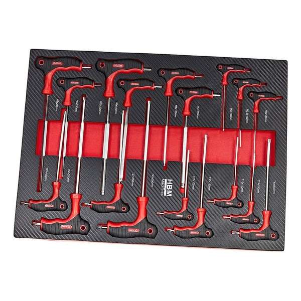 16 Delige T-Grepenset in Carbon Foam inlay voor Gereedschapswagen 16 Delige T-Grepenset in Carbon Foam inlay voor Gereedschapswagen