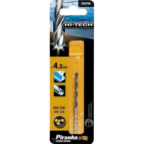 Piranha HI-TECH metaalboor 4,2mm X50708 Piranha HI-TECH metaalboor 4,2mm X50708